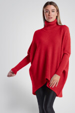 Oversized langer Rollkragenpullover Damen...
