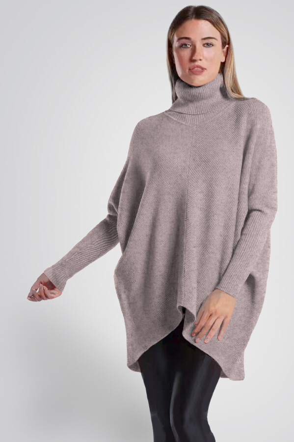 Oversized langer Rollkragenpullover Damen Fledermausärmel hinten länger Schlamm 38-46 (Herstellergröße One Size)
