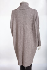 Oversized langer Rollkragenpullover Damen Fledermausärmel hinten länger Schlamm 38-46 (Herstellergröße One Size)