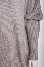 Oversized langer Rollkragenpullover Damen Fledermausärmel hinten länger Schlamm 38-46 (Herstellergröße One Size)