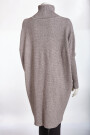 Oversized langer Rollkragenpullover Damen Fledermausärmel hinten länger Schlamm 38-46 (Herstellergröße One Size)