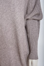 Oversized langer Rollkragenpullover Damen Fledermausärmel hinten länger Schlamm 38-46 (Herstellergröße One Size)