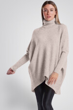 Oversized langer Rollkragenpullover Damen...