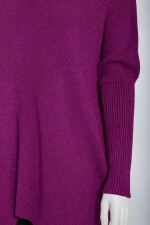 Oversized langer Rollkragenpullover Damen Fledermausärmel hinten länger Berry 38-46 (Herstellergröße One Size)