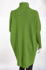 Oversized langer Rollkragenpullover Damen Fledermausärmel hinten länger Limette 38-46 (Herstellergröße One Size)