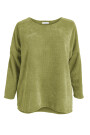 Samtiger Oversize Pullover aus Velour-Jersey langarm mit Halskette