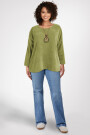 Samtiger Oversize Pullover aus Velour-Jersey langarm mit Halskette