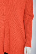 Oversized langer Rollkragenpullover Damen Fledermausärmel hinten länger Orange 38-46 (Herstellergröße One Size)