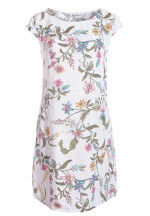 Leinenkleid knielang mit Blumenmuster kurzarm