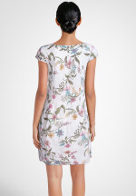 Leinenkleid knielang mit Blumenmuster kurzarm