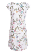 Leinenkleid knielang mit Blumenmuster kurzarm