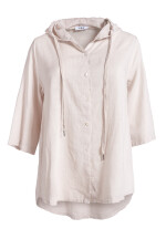 Bluse mit Kapuze in Leinenstruktur Beige 42-44 (One Size)