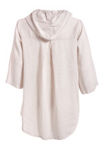 Bluse mit Kapuze in Leinenstruktur Beige 42-44 (One Size)