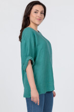 Leinen Tunika Damen Große Größen Fledermaus Leinenbluse