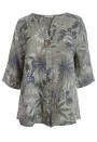 Blusentunika Leinen mit 3/4-Arm Blumenmuster