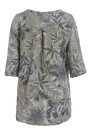 Blusentunika Leinen mit 3/4-Arm Blumenmuster
