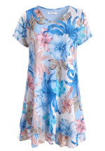 Geblümtes Georgette-Sommerkleid mit Volants