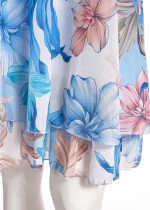 Geblümtes Georgette-Sommerkleid mit Volants