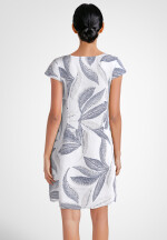 Leinenkleid knielang mit Blattmuster kurzarm