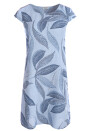 Leinenkleid knielang mit Blattmuster kurzarm Himmelblau 38 (M)