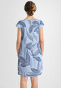 Leinenkleid knielang mit Blattmuster kurzarm Himmelblau 38 (M)