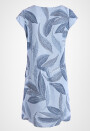 Leinenkleid knielang mit Blattmuster kurzarm Himmelblau 38 (M)