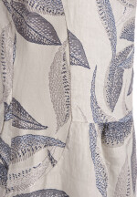 Leinenkleid knielang mit Blattmuster kurzarm Beige 38 (M)