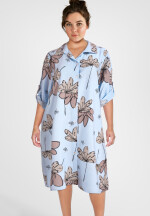 Hemdblusenkleid mit Turn-Up-Ärmel und Allover-Print