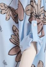 Hemdblusenkleid mit Turn-Up-Ärmel und Allover-Print