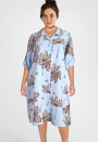 Hemdblusenkleid mit Turn-Up-Ärmel und Allover-Print
