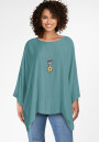 Blusentunika oversized mit Fledermausärmel und Halskette