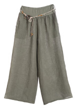 Leinenhose Schlupfhose mit weitem Bein und Gürtel
