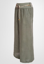 Leinenhose Schlupfhose mit weitem Bein und Gürtel