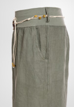Leinenhose Schlupfhose mit weitem Bein und Gürtel