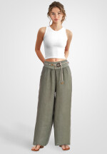 Leinenhose Schlupfhose mit weitem Bein und Gürtel