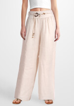 Leinenhose Schlupfhose mit weitem Bein und Gürtel...