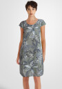 Leinenkleid knielang mit floralem Muster kurzarm