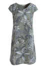 Leinenkleid knielang mit floralem Muster kurzarm
