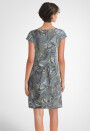 Leinenkleid knielang mit floralem Muster kurzarm