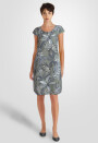 Leinenkleid knielang mit floralem Muster kurzarm