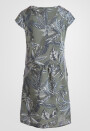 Leinenkleid knielang mit floralem Muster kurzarm