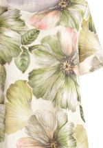 Leinenkleid in O-Form Blumenmuster kurzarm