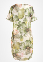 Leinenkleid in O-Form Blumenmuster kurzarm