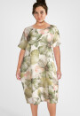 Leinenkleid in O-Form Blumenmuster kurzarm