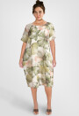 Leinenkleid in O-Form Blumenmuster kurzarm