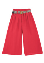 Culotte Sommerhose in 7/8-Länge mit Gürtel Rot 36-40 (One Size)