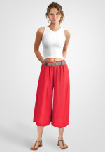 Culotte Sommerhose in 7/8-Länge mit Gürtel Rot 36-40 (One Size)