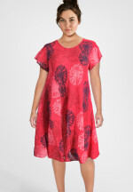 Baumwollkleid mit Blumenmuster kurzarm Rot 42-46 (One Size)