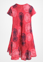 Baumwollkleid mit Blumenmuster kurzarm Rot 42-46 (One Size)