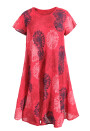 Baumwollkleid mit Blumenmuster kurzarm Rot 42-46 (One Size)